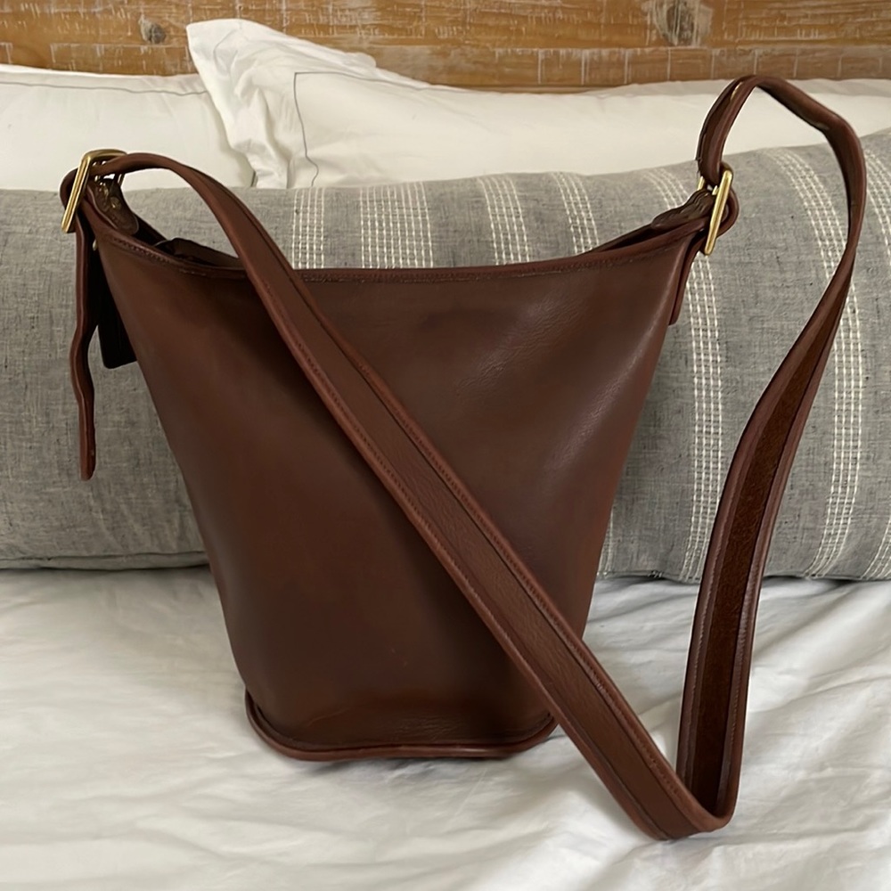 Vintage coach bucket bag - brown leather